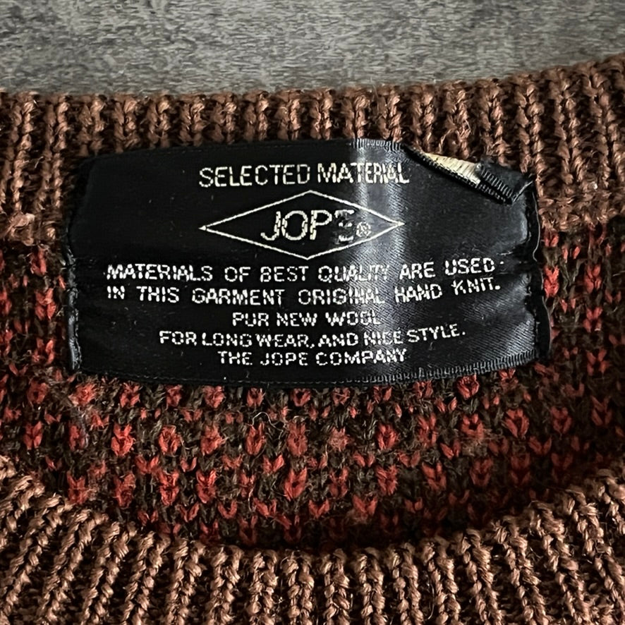 JOPE 渋色ブラウン 立体縫製 ヴィンテージ総柄ニットセーター