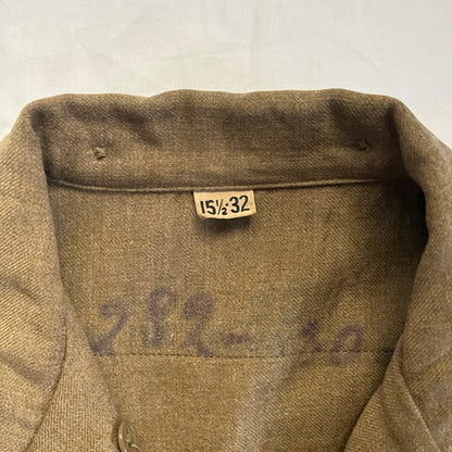 60s- ヴィンテージ古着 アメリカ軍 カーキグリーン 開襟ミリタリーシャツ
