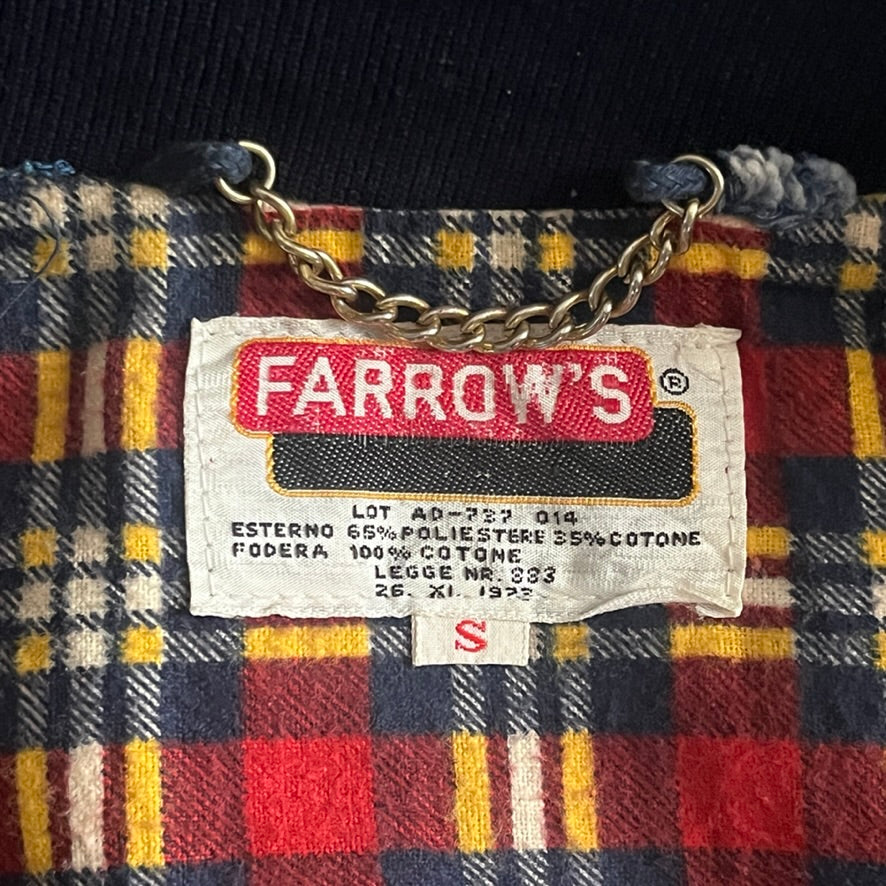 Farrow's イタリア製 ネイビー 裏地チェク ハリントンジャケット