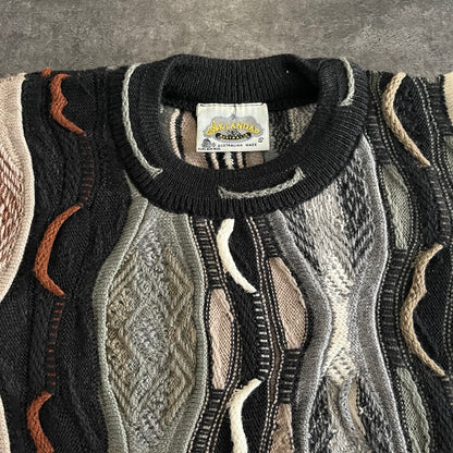 AKLANDA ブラック&ブラウン 3Dニットセーター