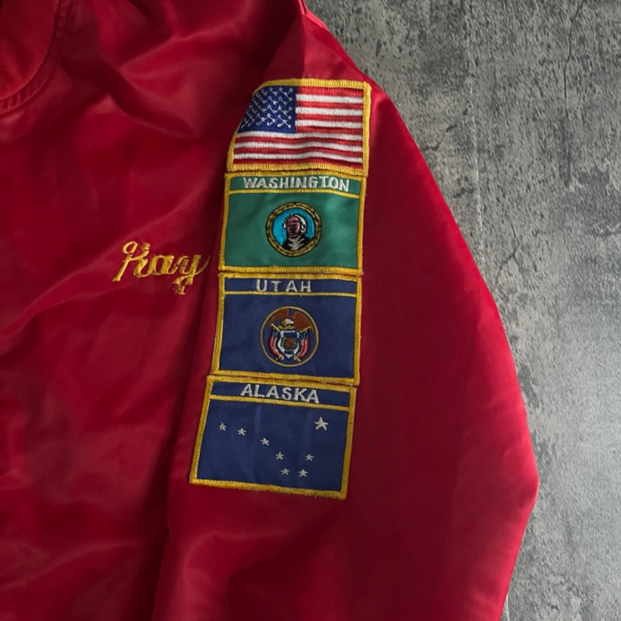 アメリカ空軍 背面刺繍 レッド 国旗ワッペン ナイロンブルゾン