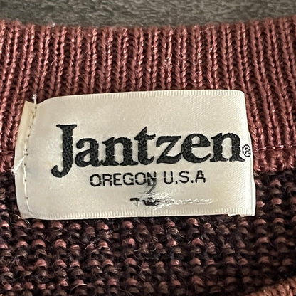 Jantzen USA製 パープル 立体縫製 ヴィンテージ総柄ニットセータ