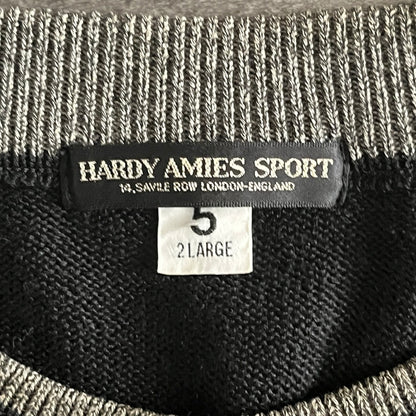 HARDY AMIES SPORT ブラック レトロ刺繍 ニットセーター