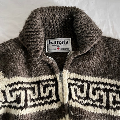 Kanata ショールカラー ブラウン ジップカウチンニットセーター