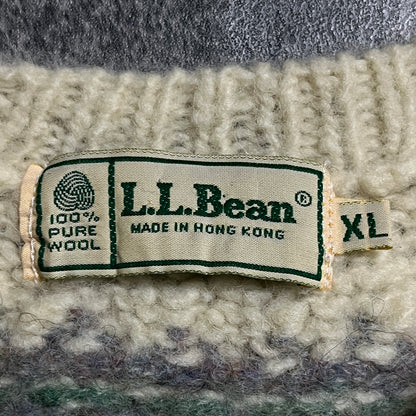 L.L.Bean ノルディック ホワイト パープル ニットセーター