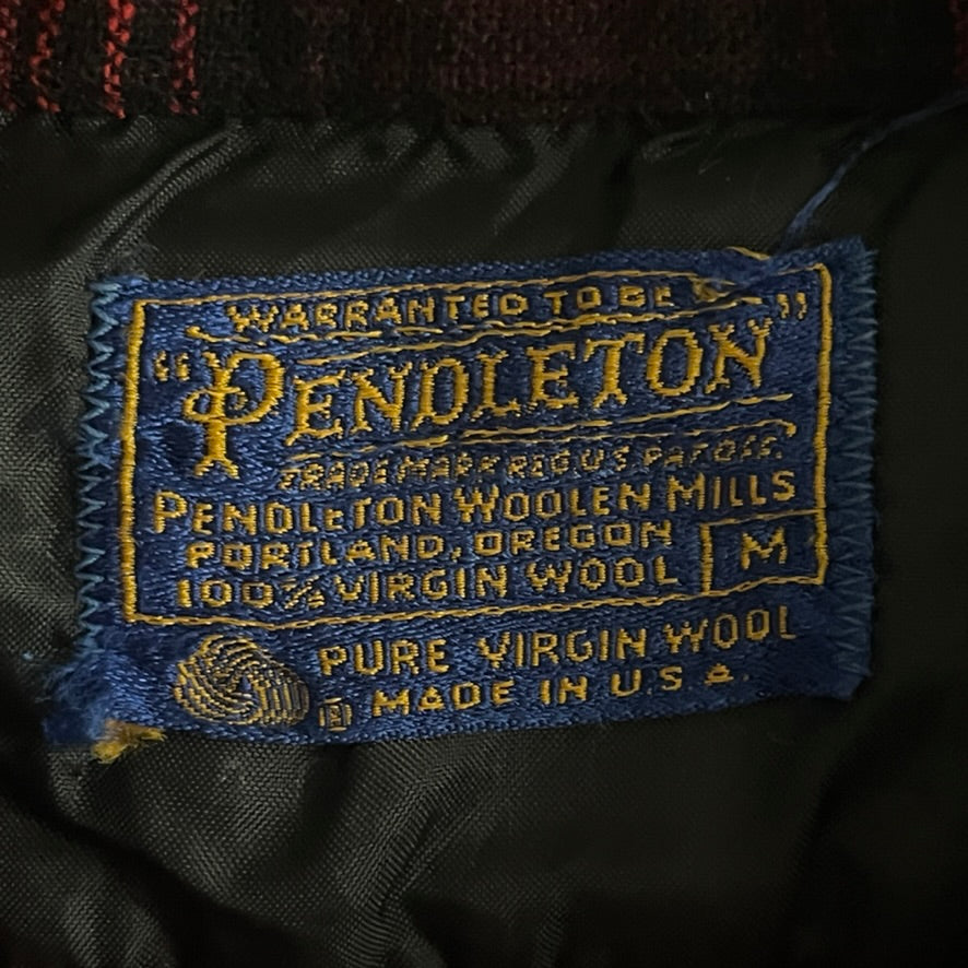 Pendleton 70s USA製 ウール レッド 長袖開襟チェックシャツ