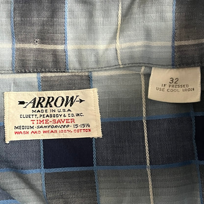 ARROW USA製 60s ライトブルー 長袖開襟チェックシャツ