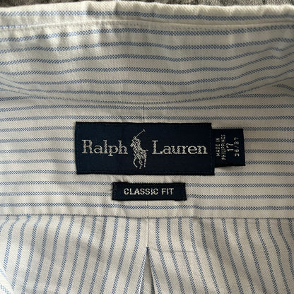 Ralph Lauren ライトブルー ボタンダウン 長袖ストライプシャツ