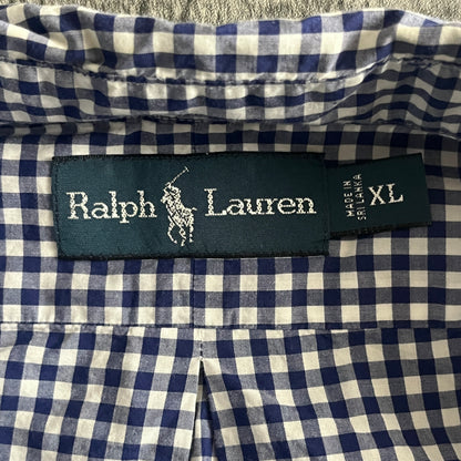 Ralph Lauren ブルー ギンガムチェック 長袖ボタンダウンシャツ