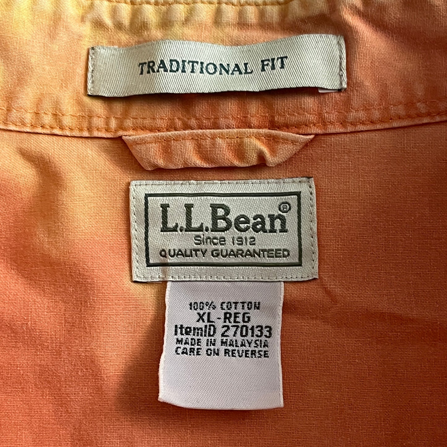 L.L.Bean オレンジ ムラ染め 長袖ワークシャツ