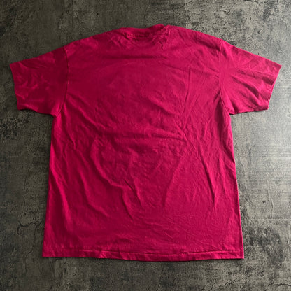 ビビッドピンク フラワー ボタニカル発泡プリント 半袖Tシャツ