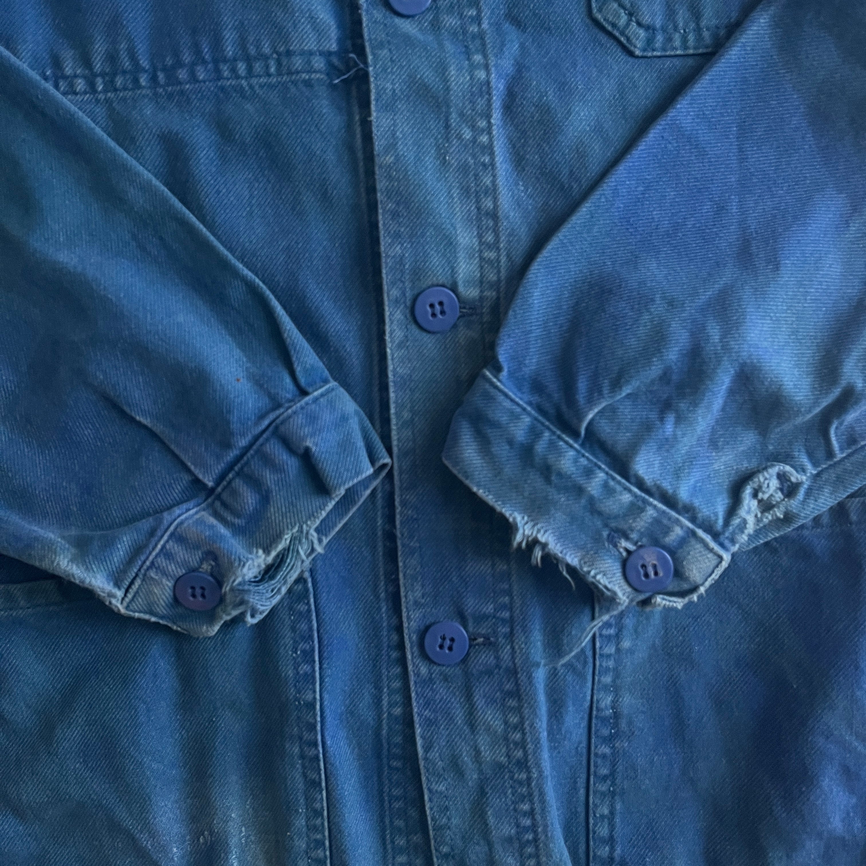 60s- TRAPO FRANCE ユーロヴィンテージ ブルー長袖ワークシャツ – 奇縁
