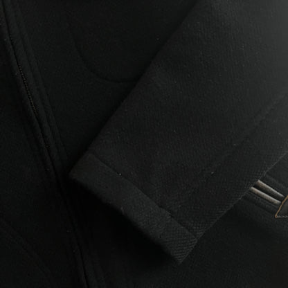 COOTIE 日本製ブラック ロゴ刺繍 レザー切替 ショート丈ジャケット