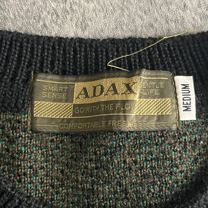 ADAX グリーン ネイティブ総柄ニットセーター