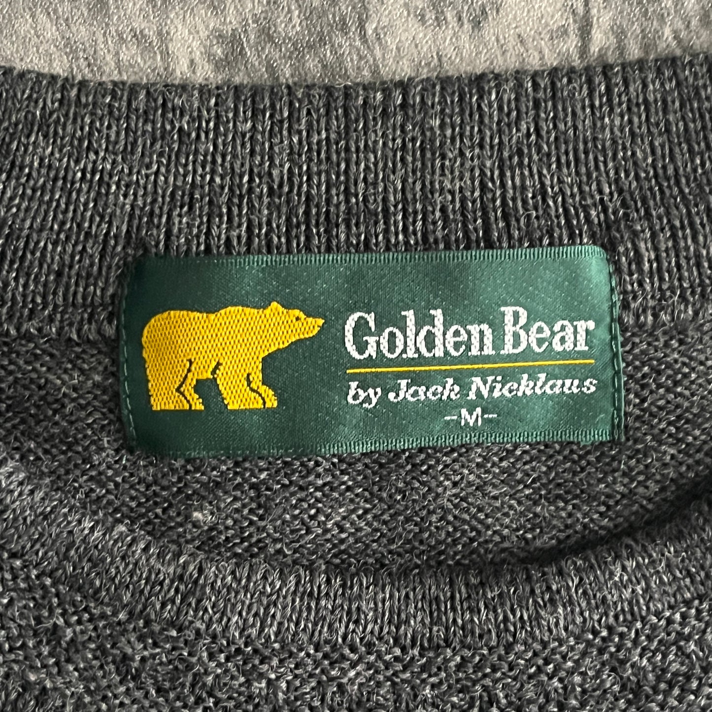 Golden Bear ブルーxグレー 立体縫製 レトロニットセーター