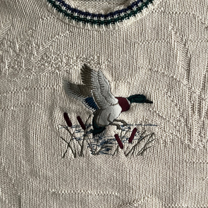 80s- SHENANDOAH オフホワイト 鴨刺繍 ニットセーター