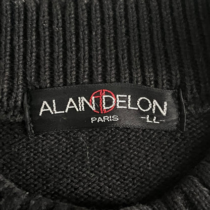 ALAIN DELON パープル/ブラック ボーダー調レトロニットセーター