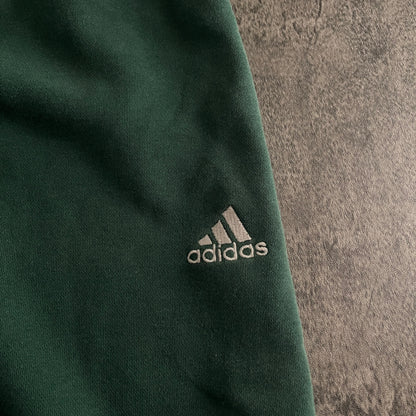 adidas グリーン ロゴ刺繍 スウェットパンツ